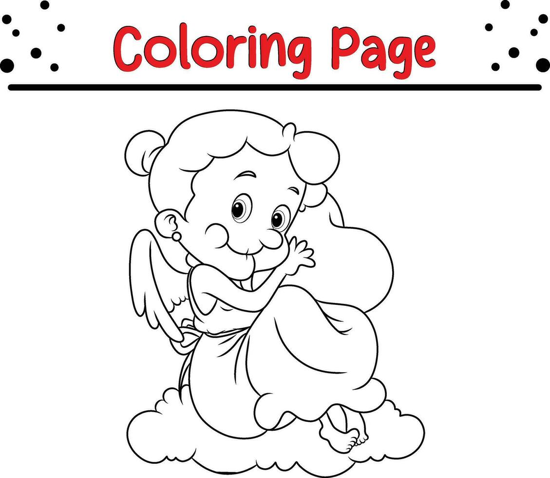 contento mujer es abrazando amor enamorado colorante página para niños. vector ilustración colorante libro.