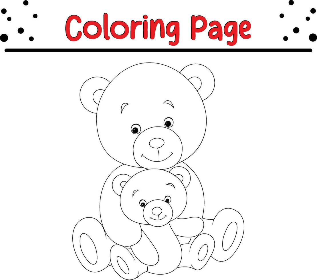 linda oso colorante página para niños vector