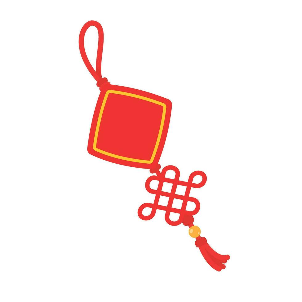 Chinese tassels. Red ropes woven into knots used for Chinese New Year decorations. vector