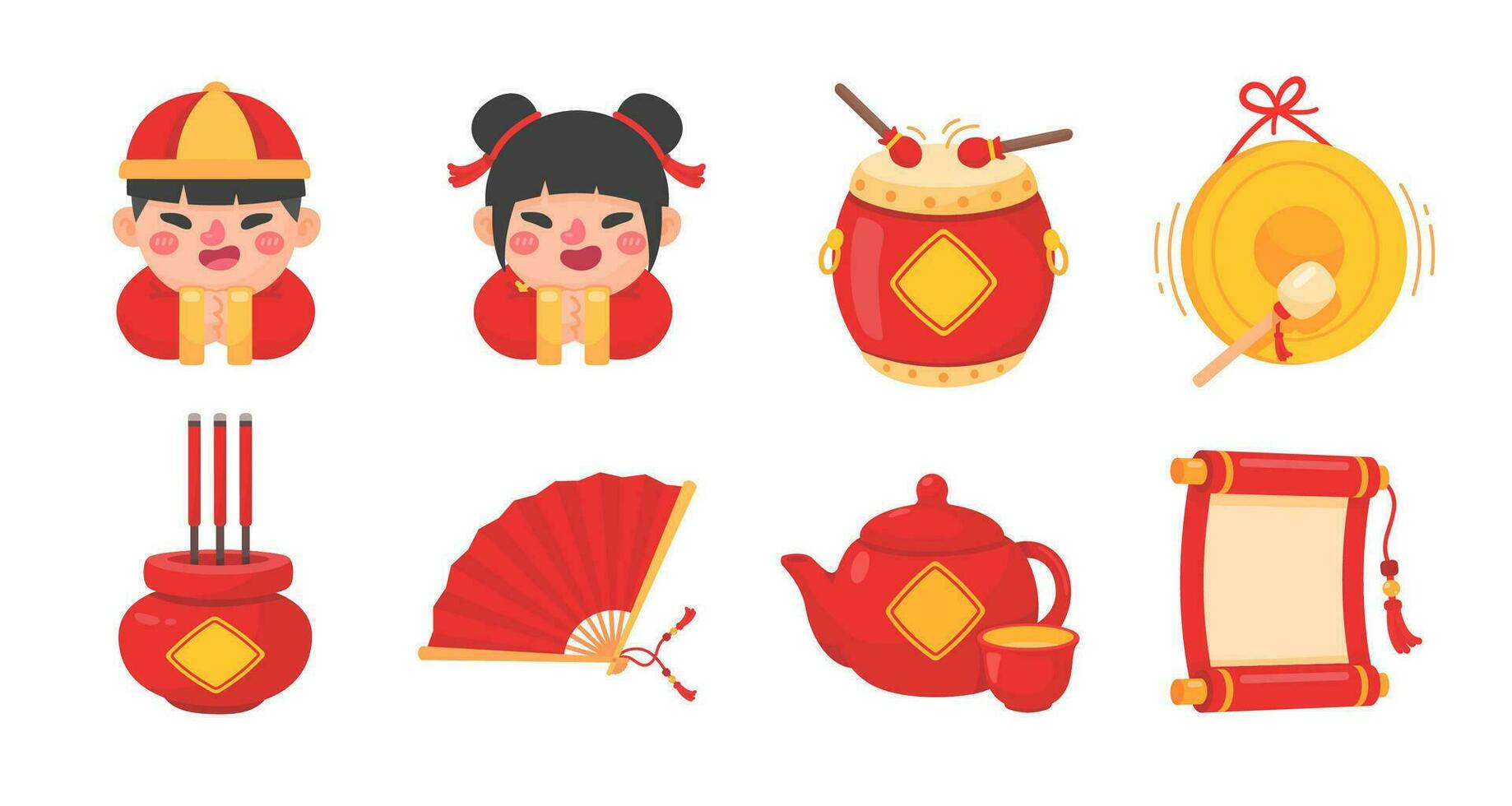 Collection of elements for Chinese New Year celebrations vector