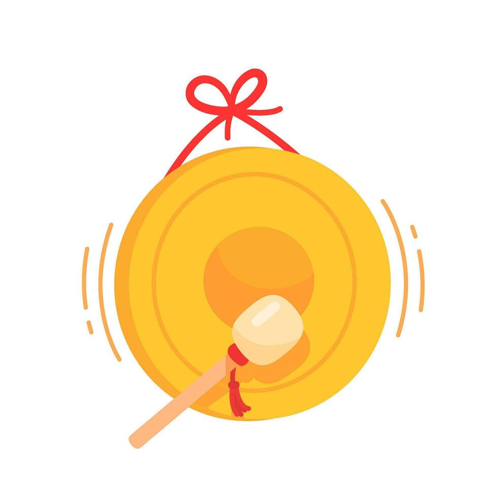 Chinese gongs and sticks for hitting them to make loud noises Celebrating Chinese New Year vector
