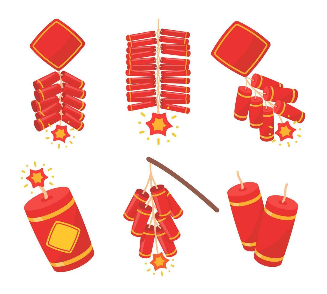 Chinese firecrackers for making loud noises to celebrate Chinese New Year. vector