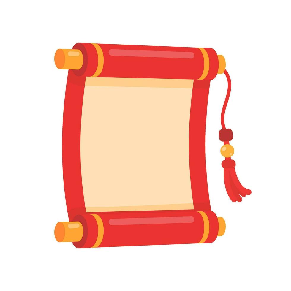 Chinese scroll letter Rolled paper decorated with red tassels For informing news vector