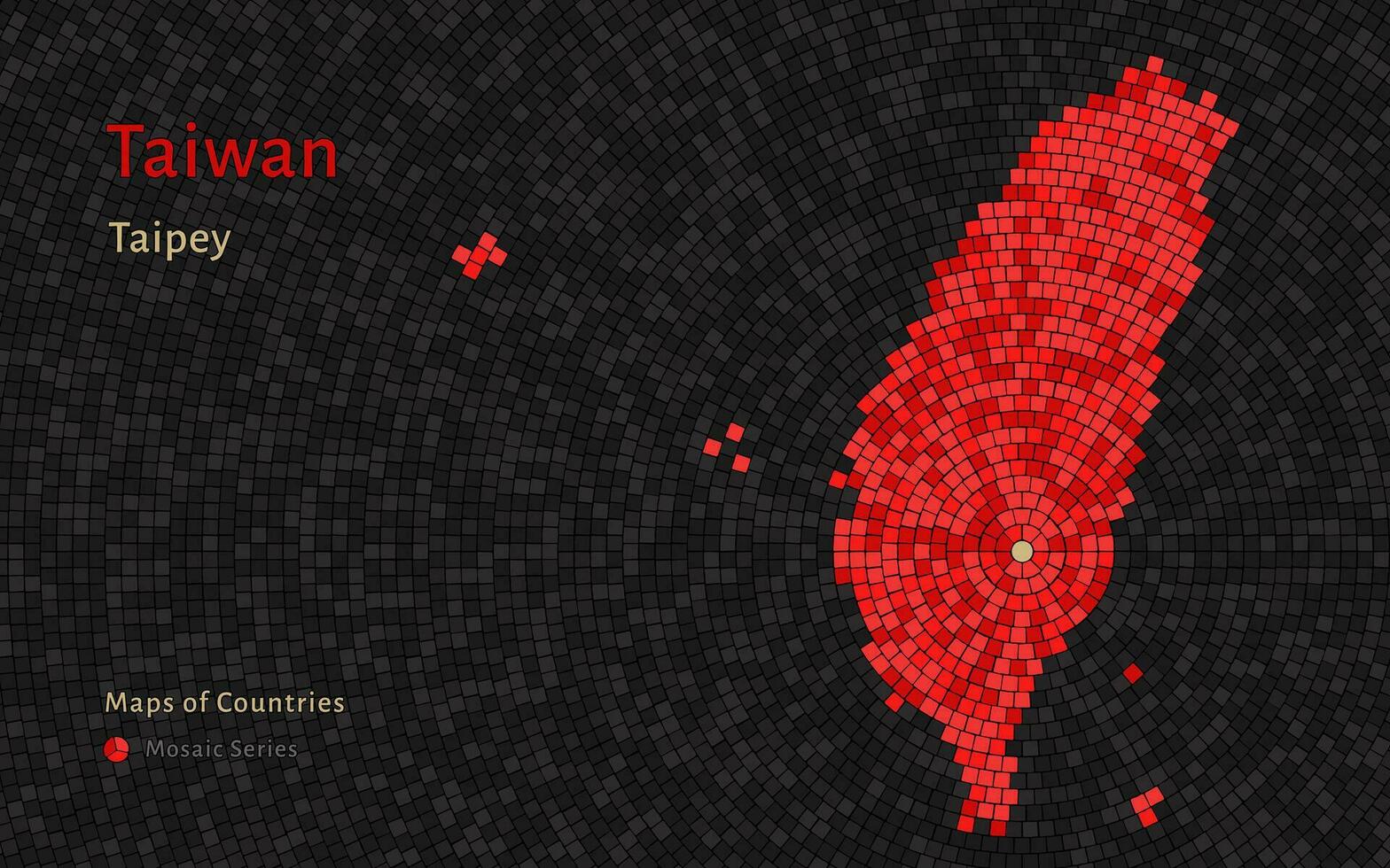 Taiwán mapa con un capital de taipei mostrado en un mosaico modelo vector