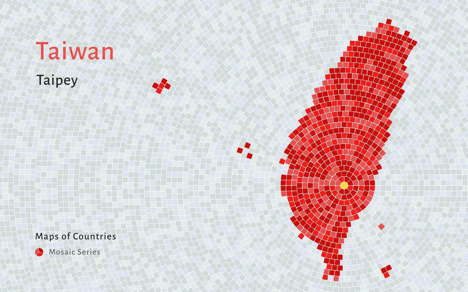 Taiwán mapa con un capital de taipei mostrado en un mosaico modelo vector