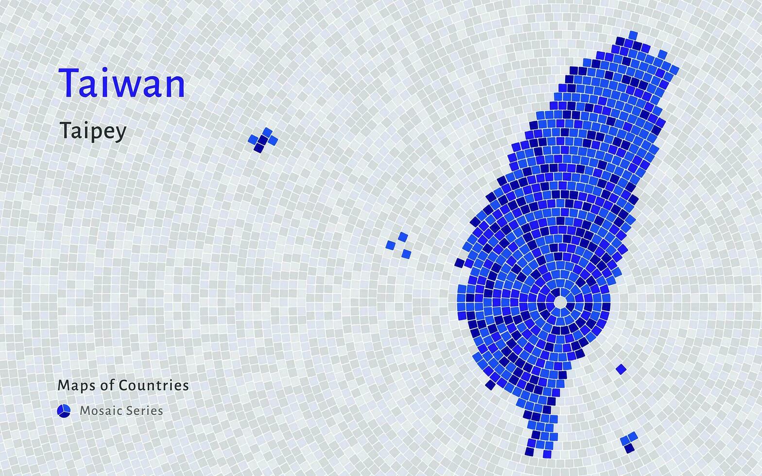 Taiwán mapa con un capital de taipei mostrado en un mosaico modelo vector