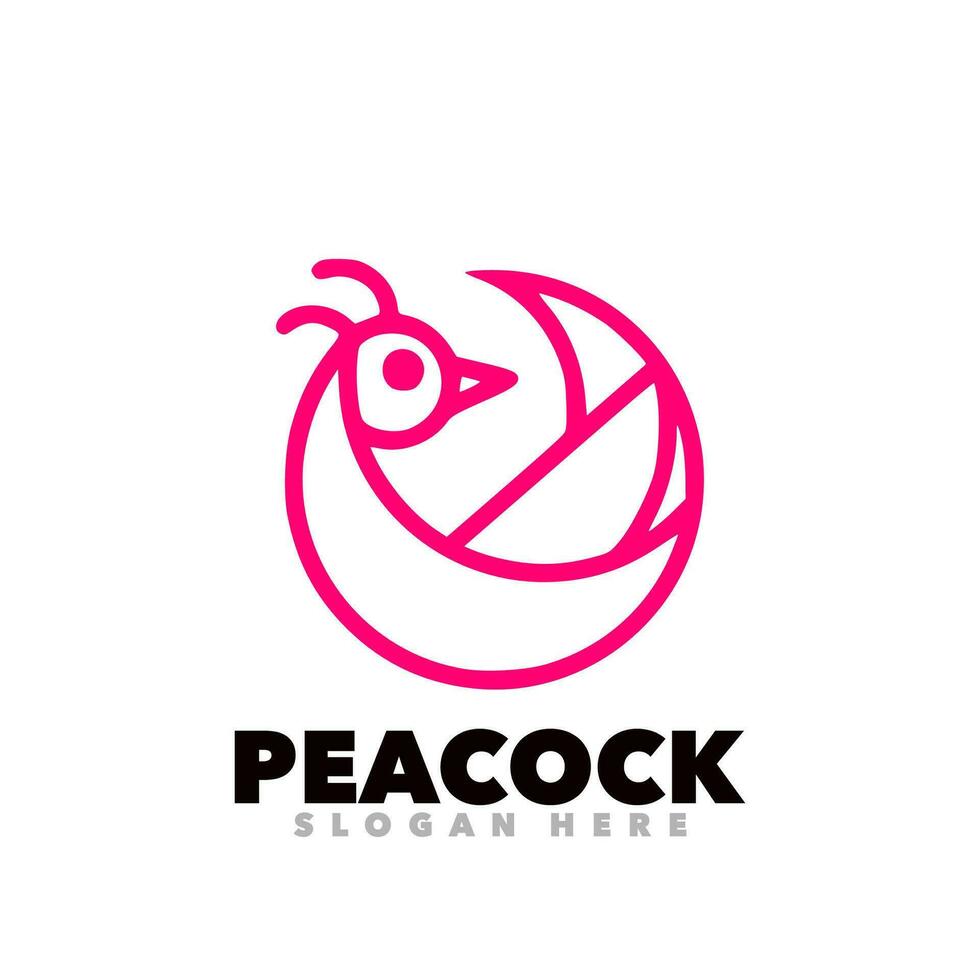 Peacock red line symbol logo vector