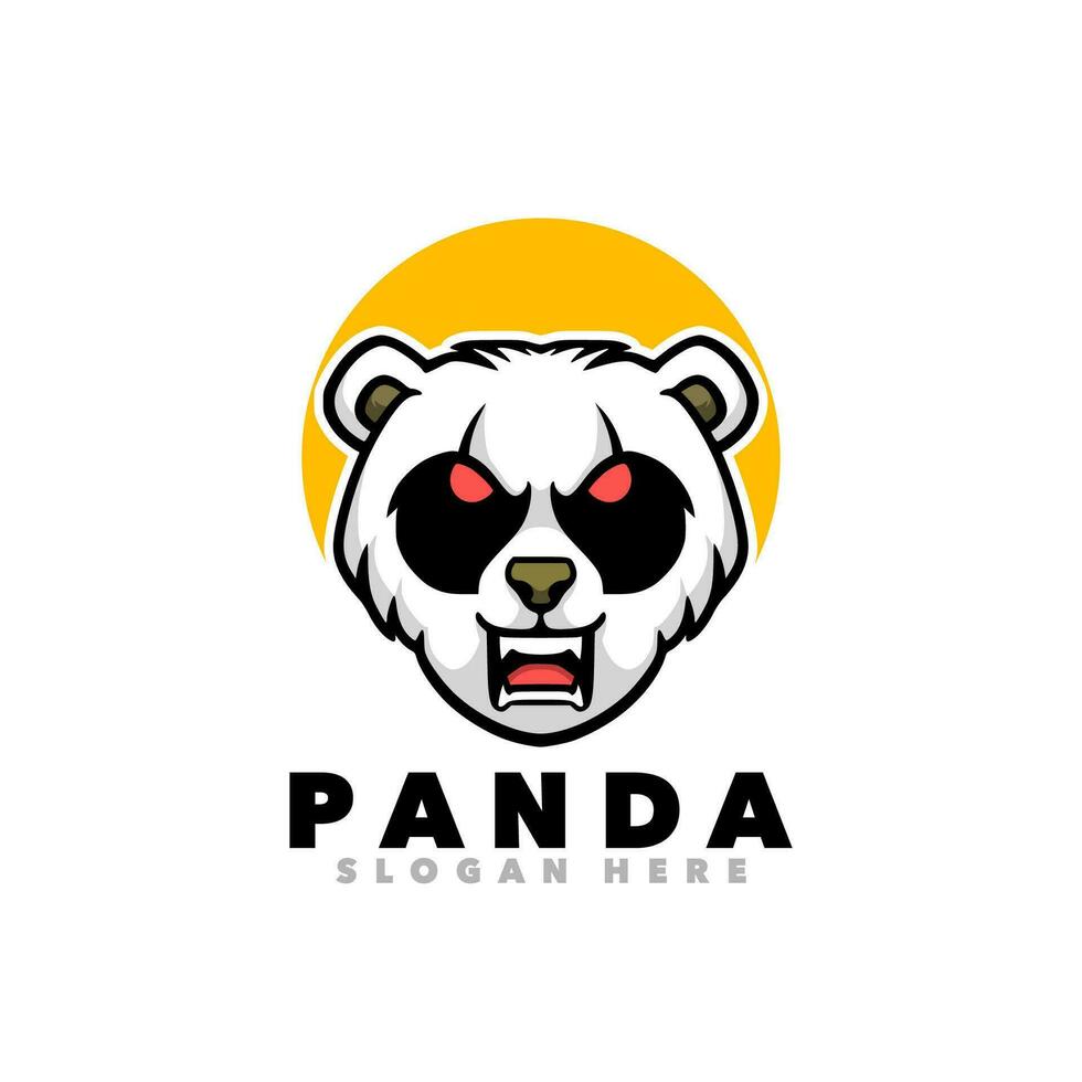 Panda head angry logo cartoon vector
