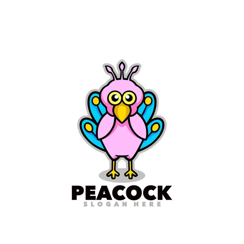 Cute peacock mascot vector