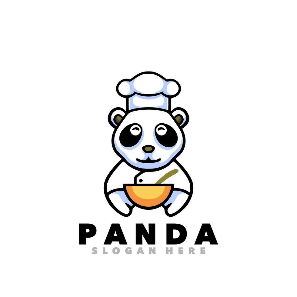 panda cocinero mascota dibujos animados diseño vector