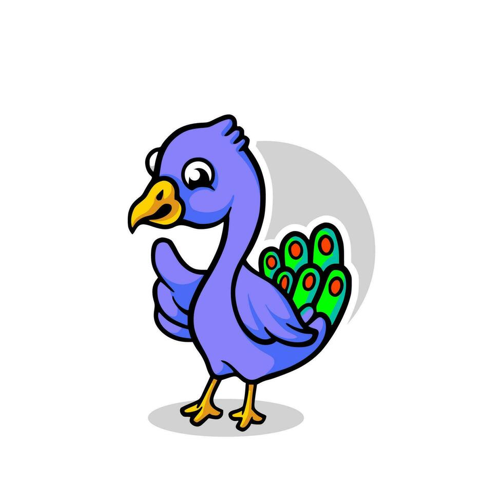 Cute peacock mascot cartoon design illustration vector