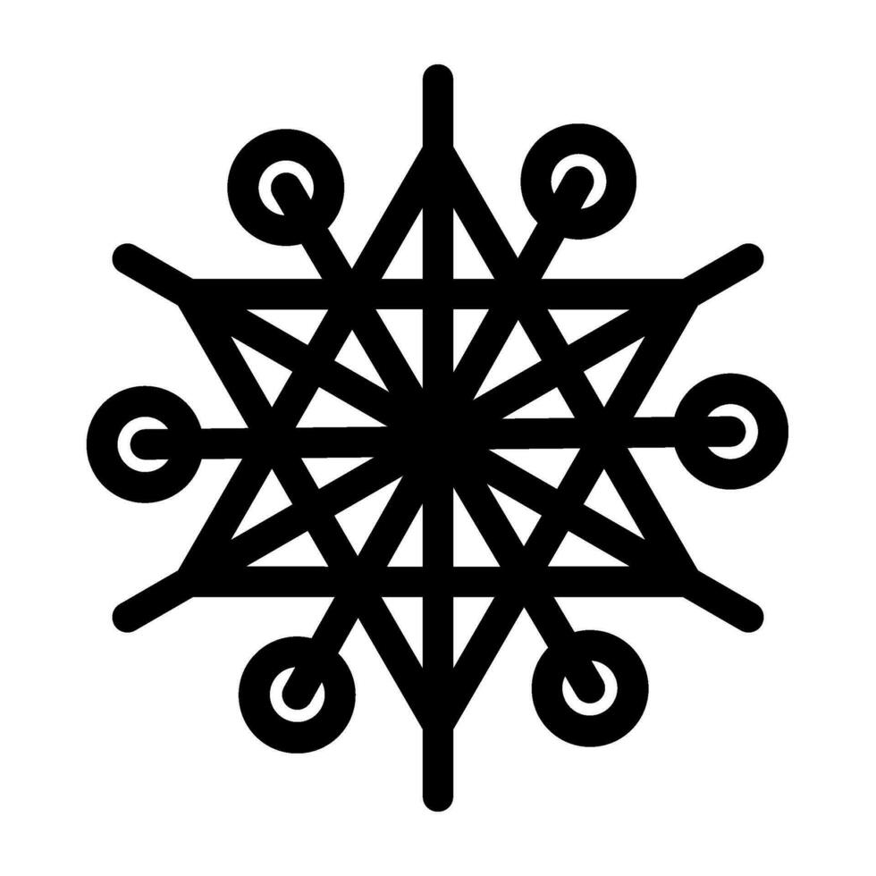 Winter Monochrome Hexagon Snowflake Doodle Icon vector