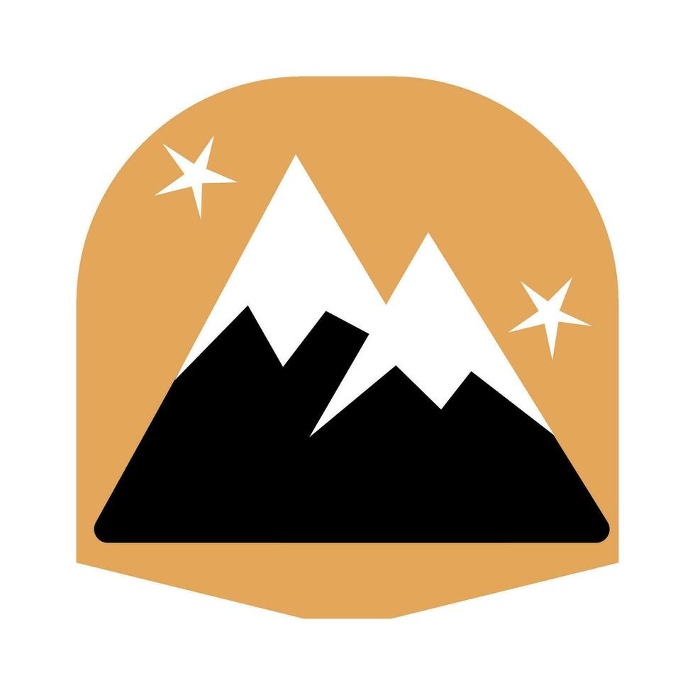 Luxury Snow Capped Mountain Peaks Boho Style Icon vector