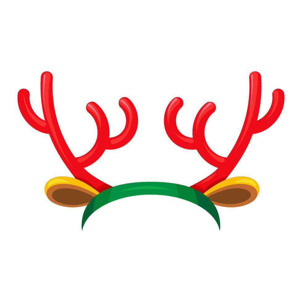 Navidad ciervo cornamenta tocado dibujos animados estilo icono vector