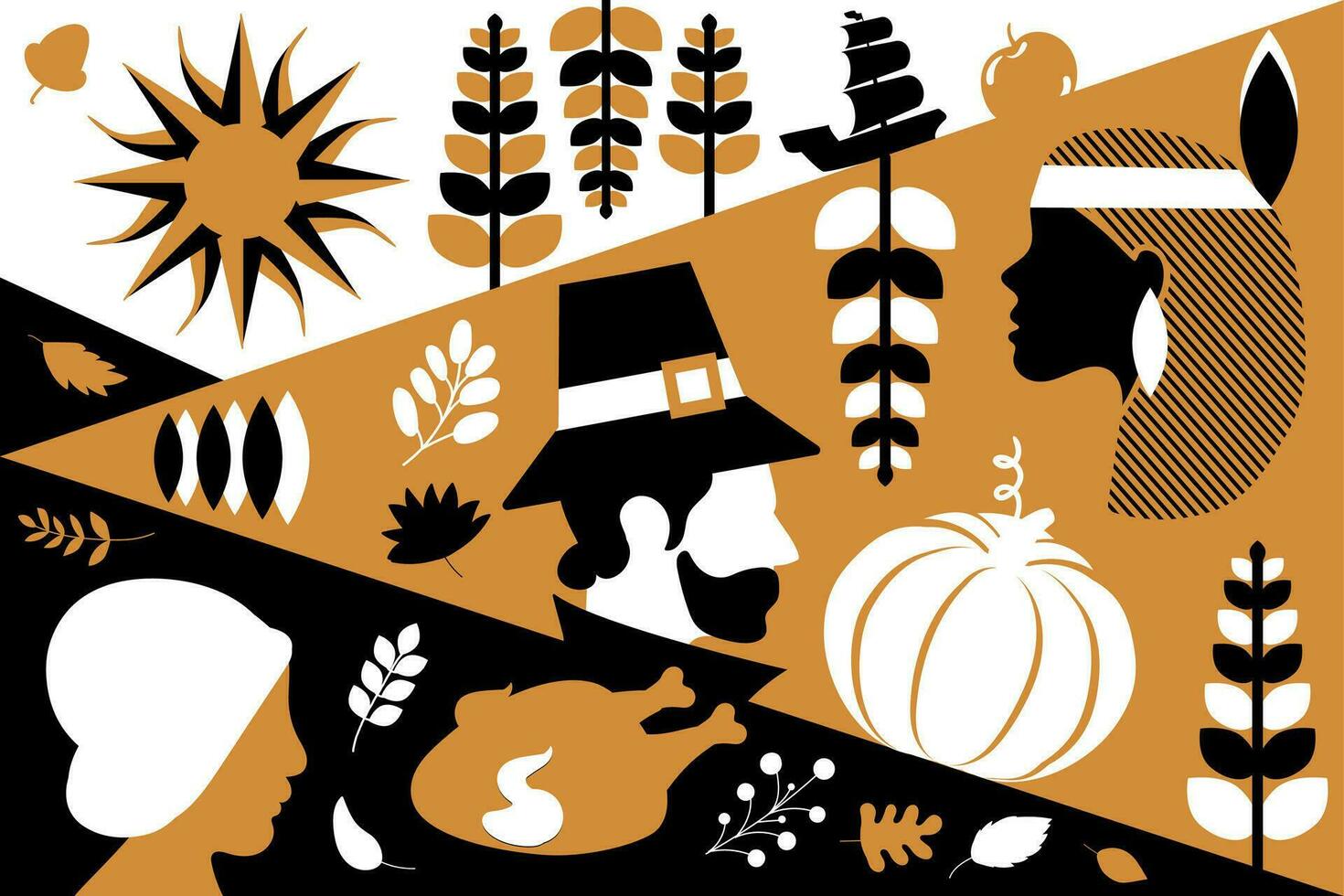 Thanksgiving Day People Horizontal Illustration vector