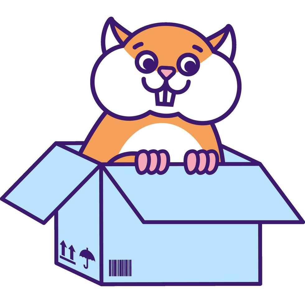 Homeless Guinea Pig in Cardboard Box Illustration vector