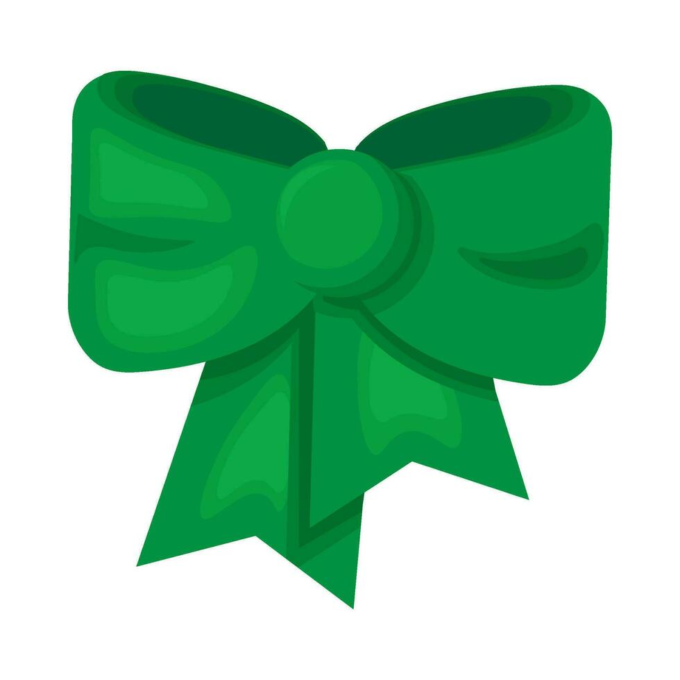 Xmas Green Satin Bow Toy Cartoon Style Icon vector