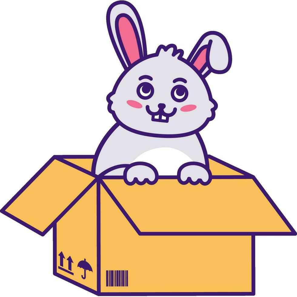 Homeless Eared Hare in Cardboard Box Illustration vector