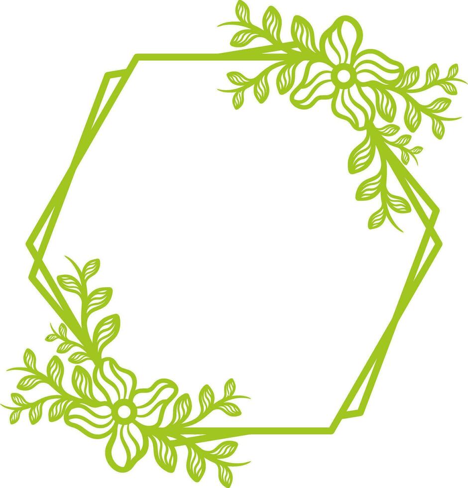 Hexagonal Floral Frame for Wedding. vector