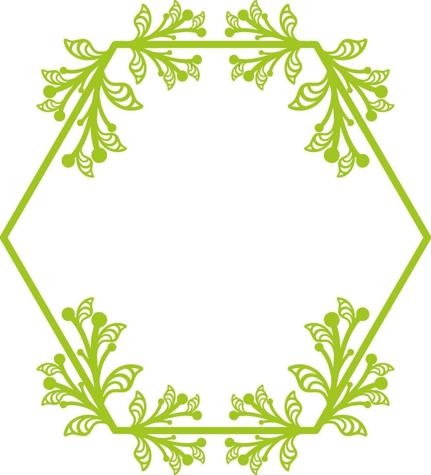 Hexagonal Floral Frame for Wedding. vector