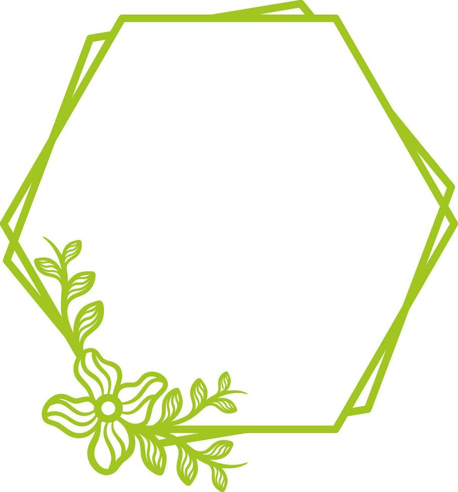 Hexagonal Floral Frame for Wedding. vector