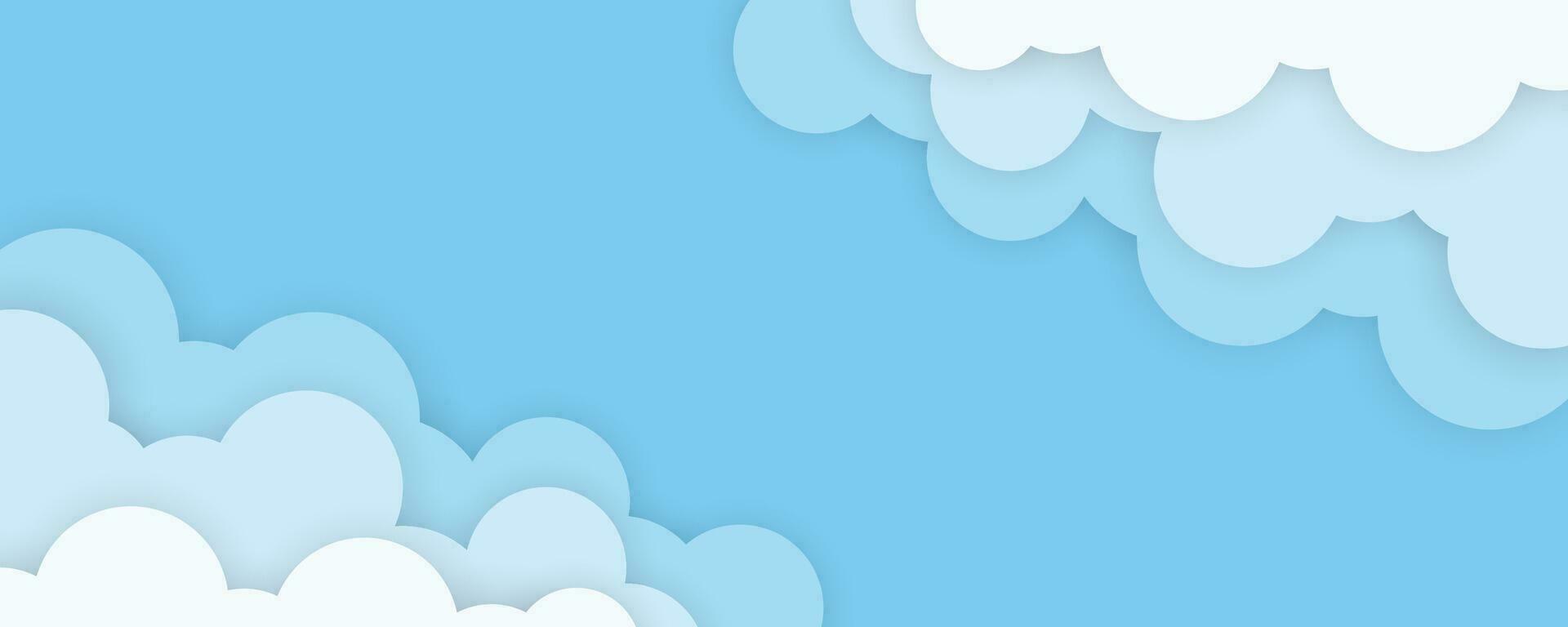 Cloud background in paper cut style vector