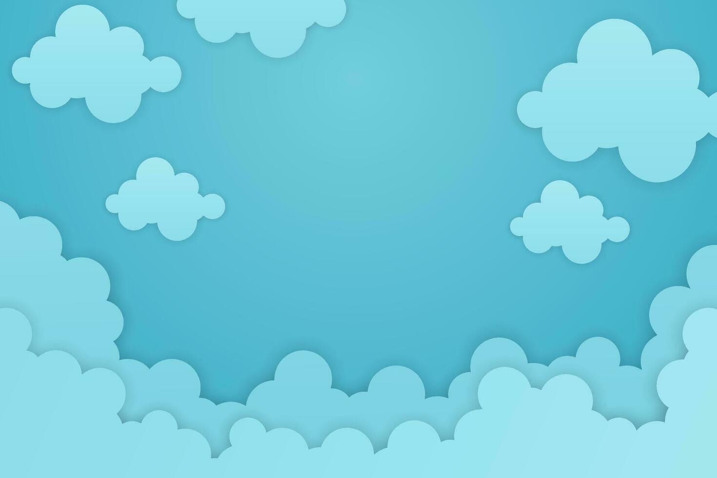 Cloud background in paper cut style vector