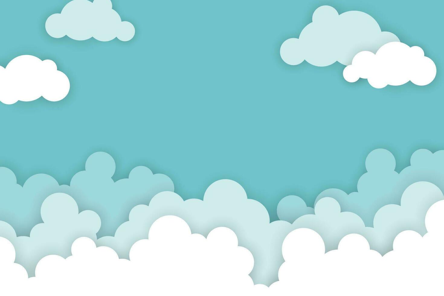 Cloud background in paper cut style vector