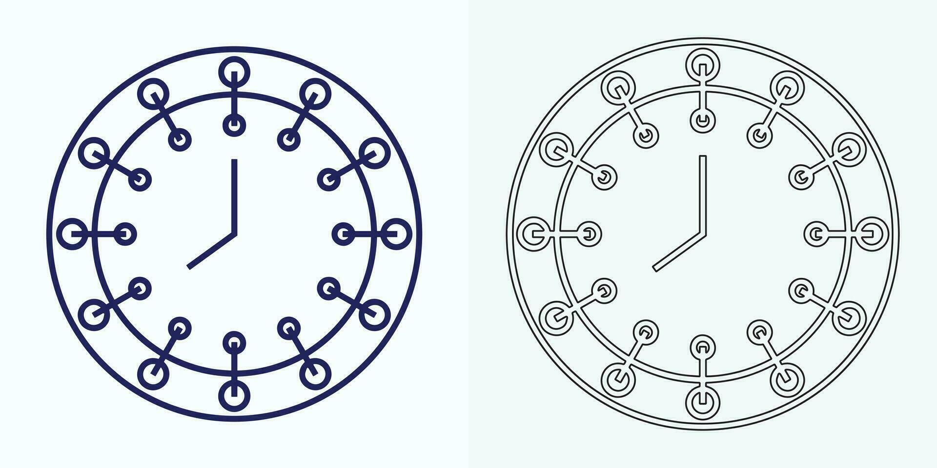 nuevo estilo término análogo reloj plano vector icono. símbolo de hora gestión, cronómetro con hora, minuto, y segundo flecha. sencillo ilustración aislado en un blanco antecedentes.