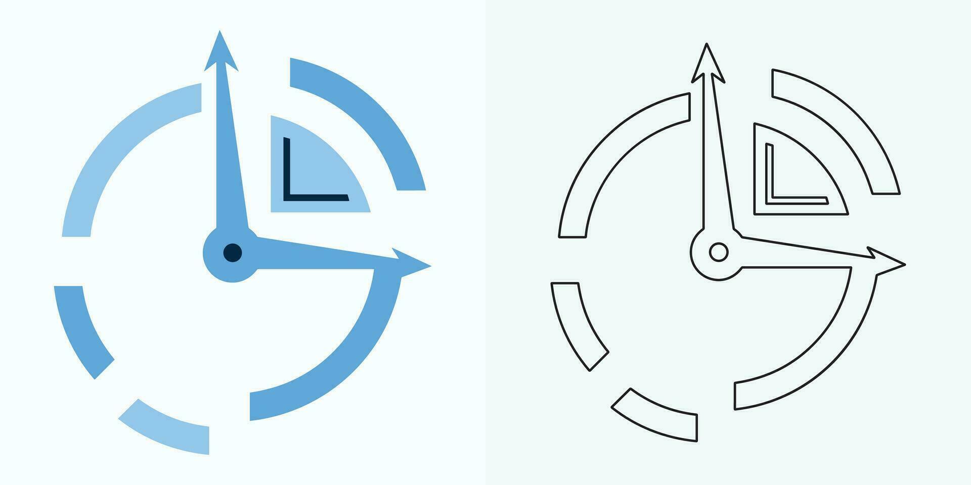 new style Analog clock flat vector icon. Symbol of time management, chronometer with hour, minute, and second arrow. Simple illustration isolated on a white background.