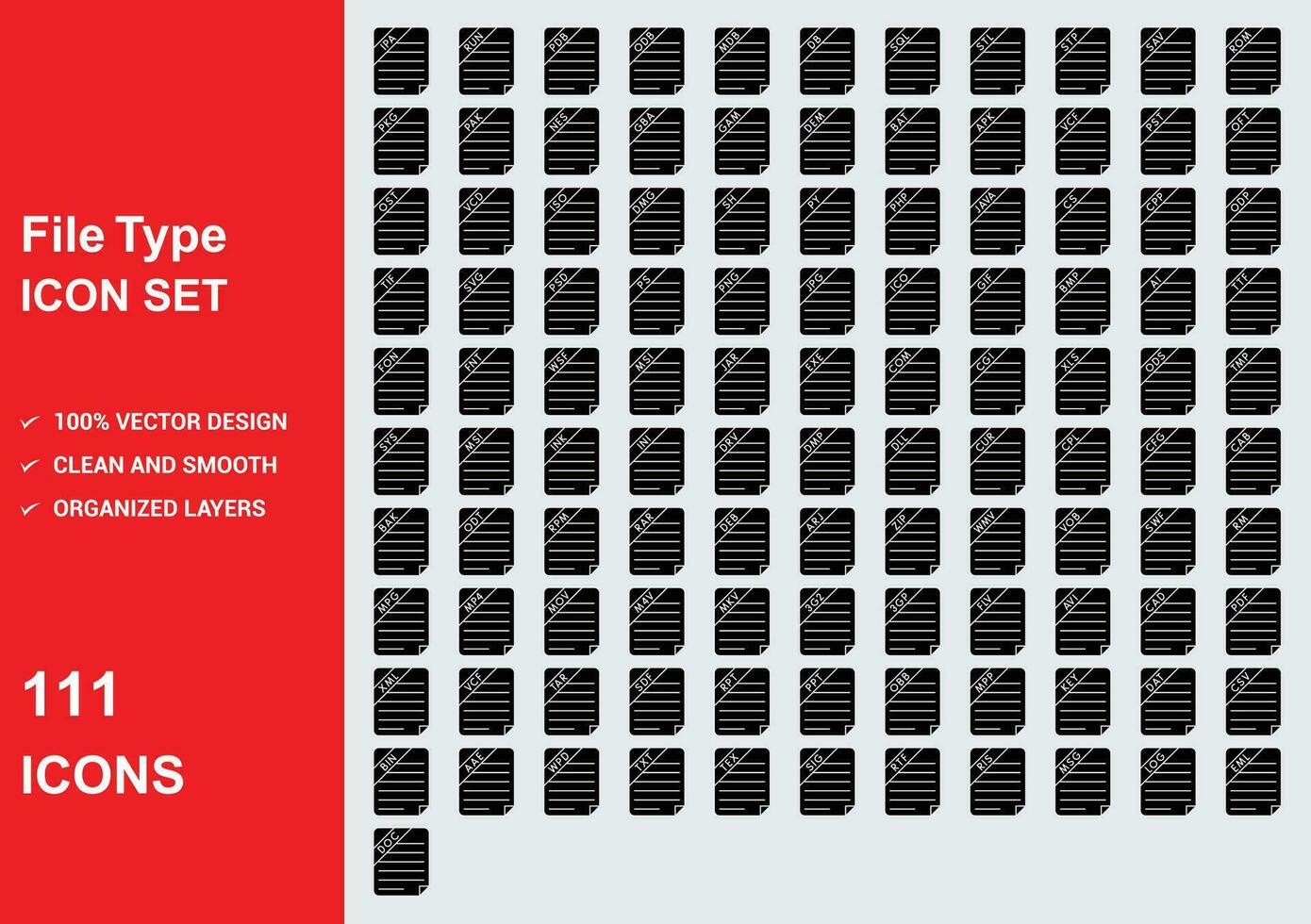 File type icon set vector