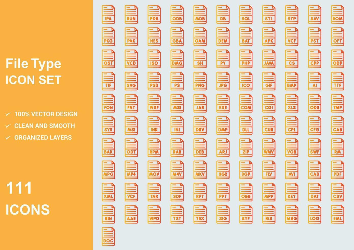 File type icon set vector