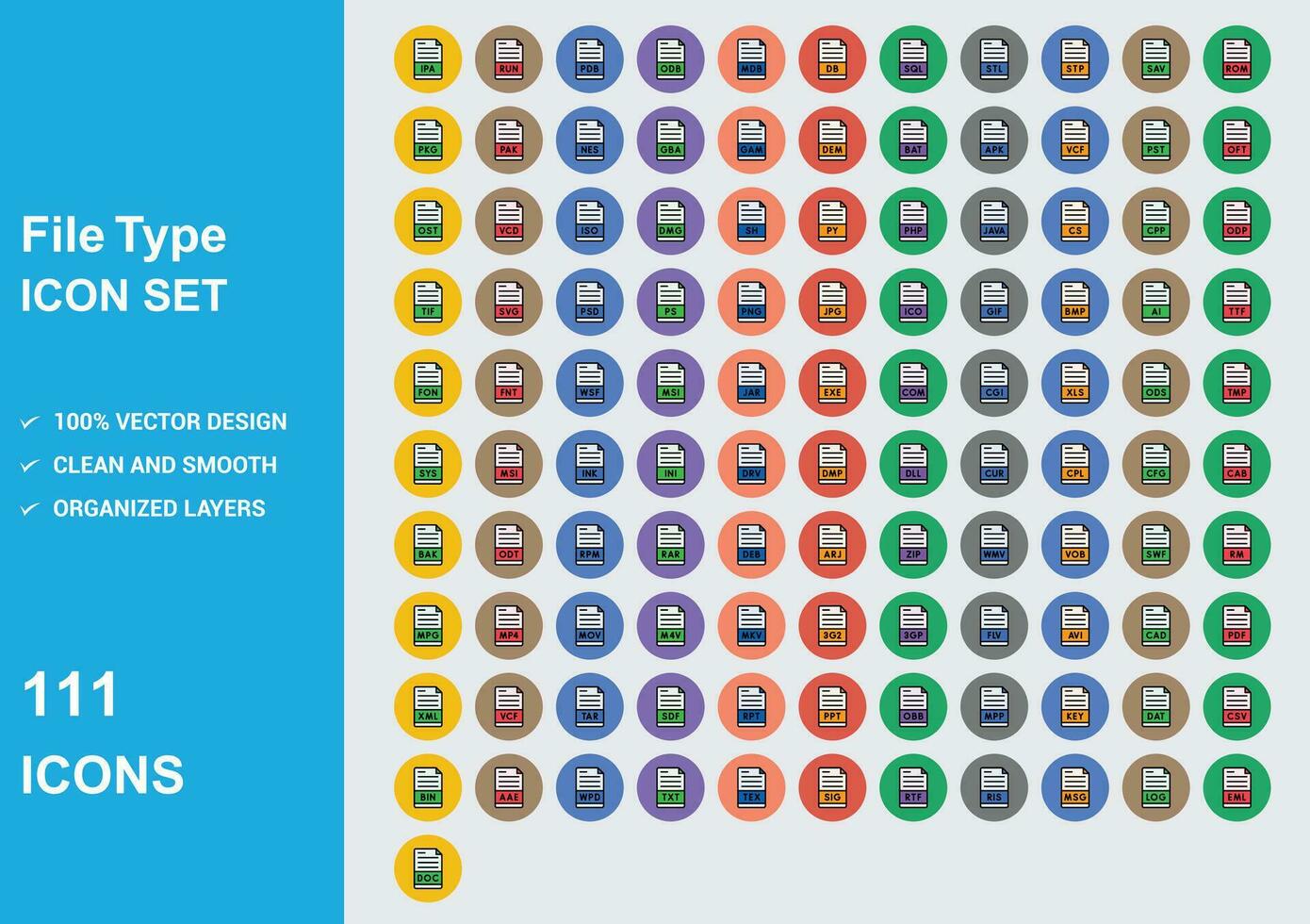 File type icon set vector