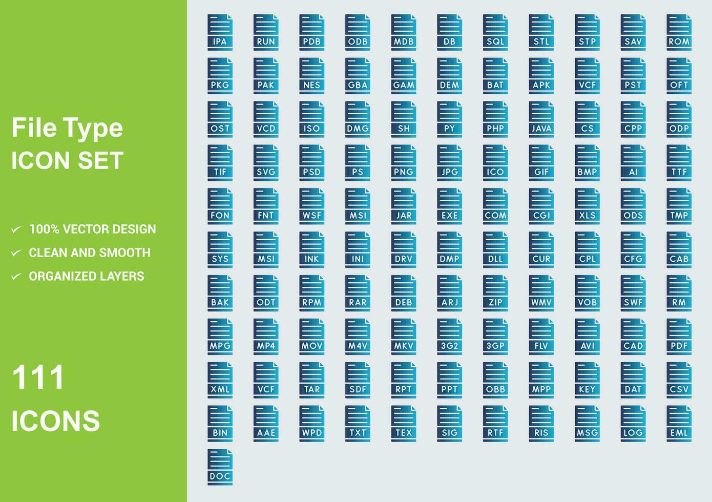File type icon set vector