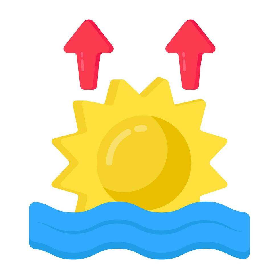 An eye catching icon of sunrise in flat design vector
