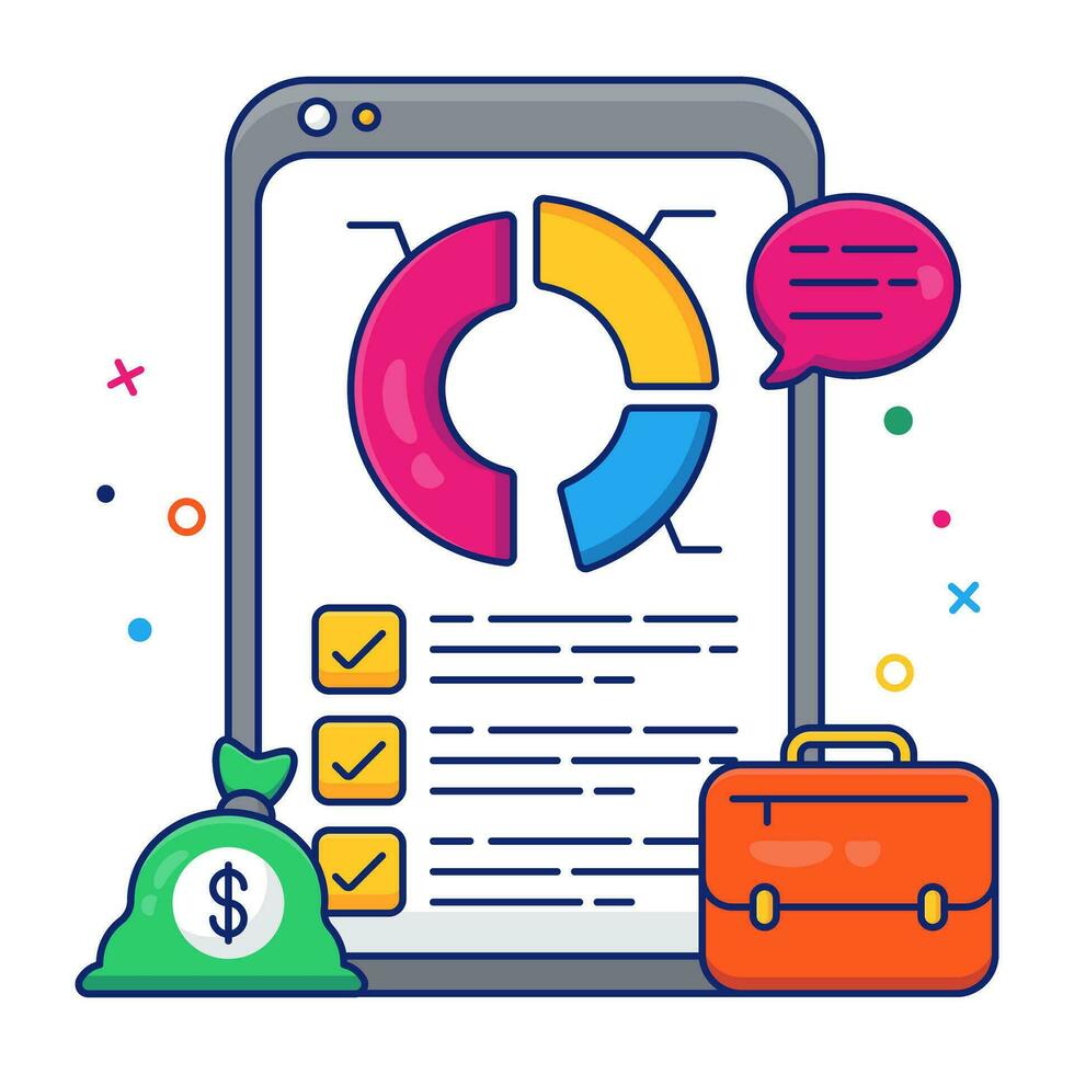 A flat design icon of business report vector