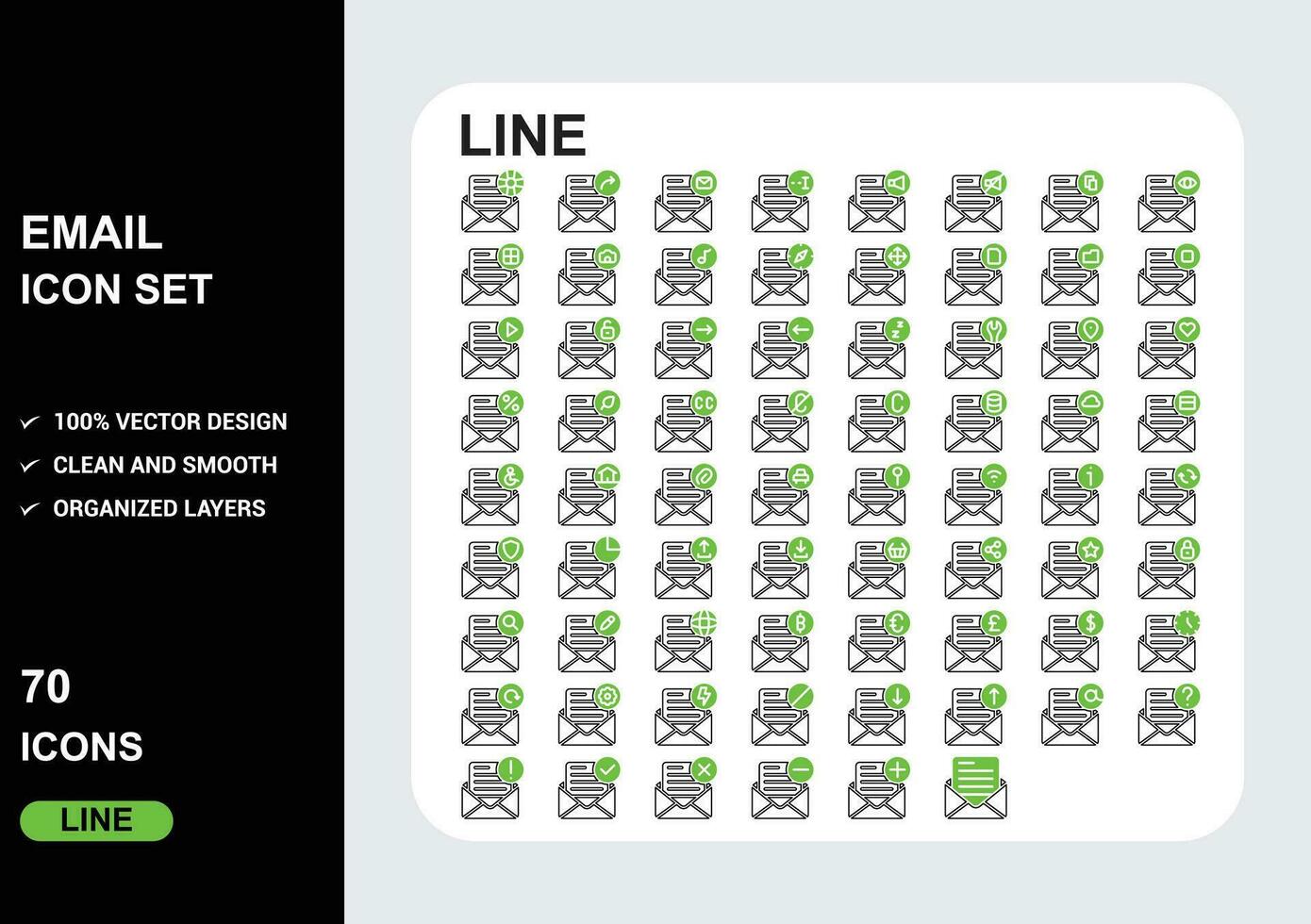 email Glyph line color vector
