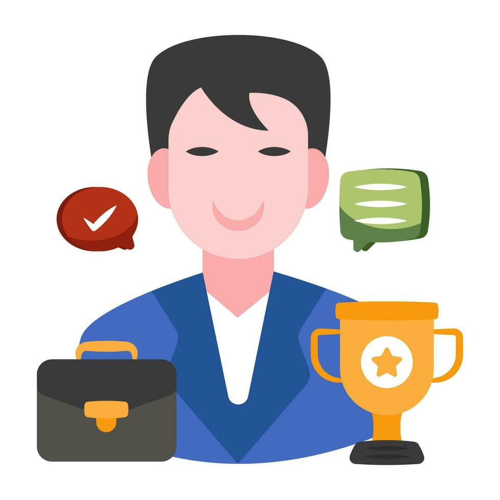 Conceptual flat design icon of successful employee vector