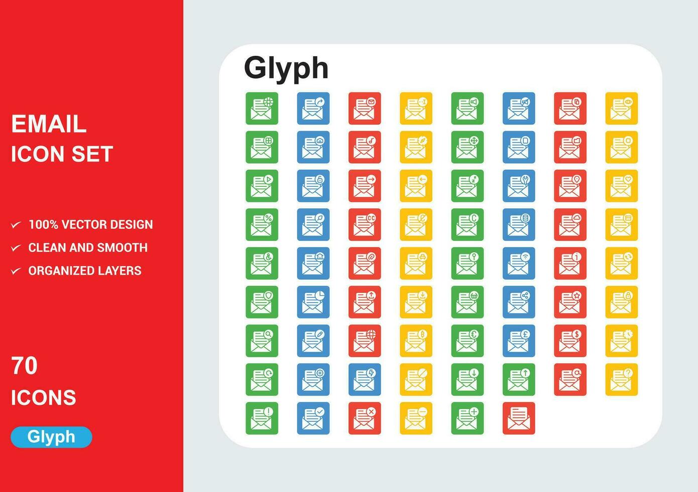 email Glyph  square vector