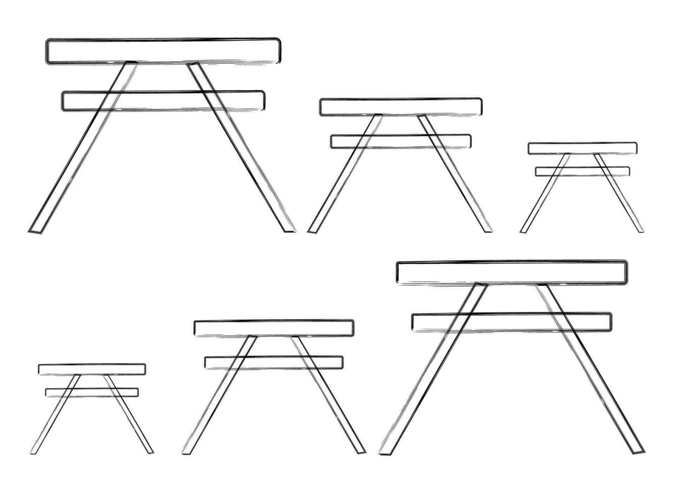 Picnic table outline icon, park table, picnic bench, camping table vector illustration.