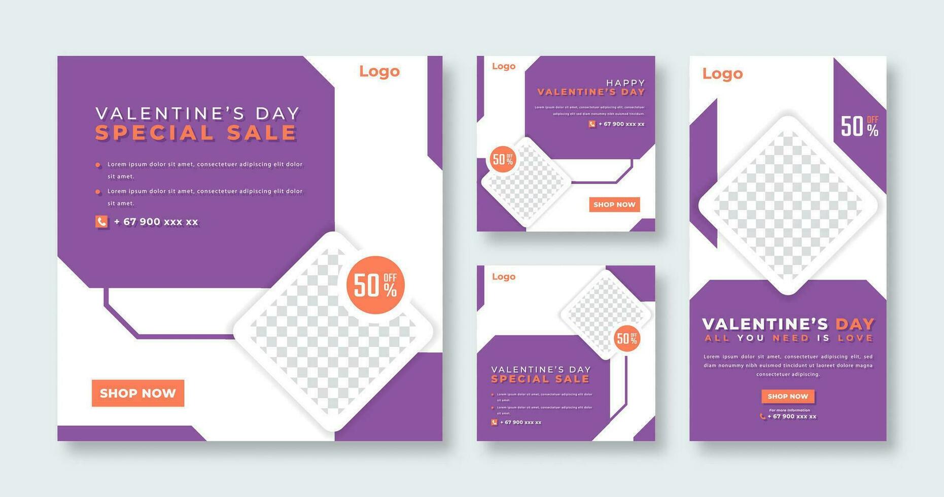 Valentine's Sale Social Media Post for Online Marketing Promotion Banner, Story and Web Internet Ads Flyer vector