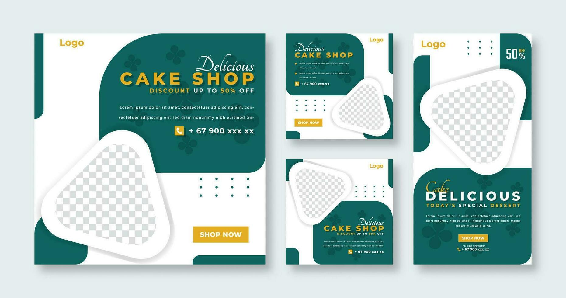 Sweet Cake and Dessert Social Media Post for Online Marketing Promotion Banner, Story and Web Internet Ads Flyer vector