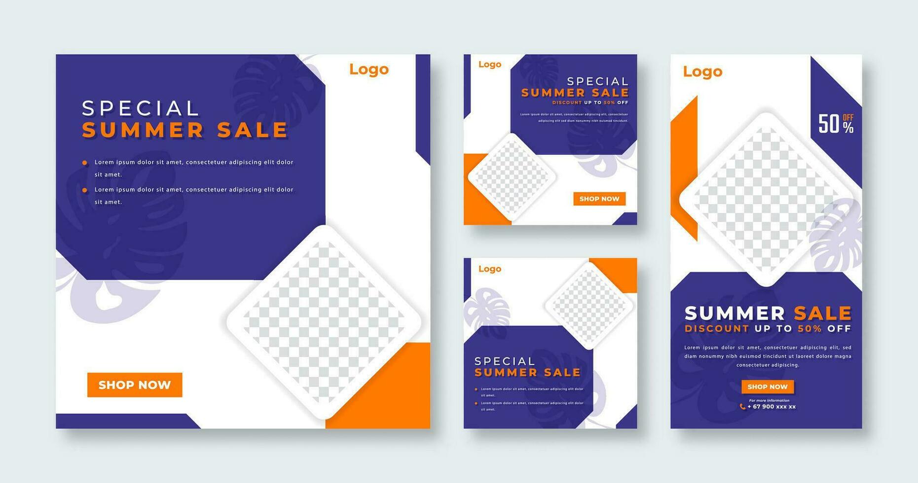 Summer Sale Social Media Post for Online Marketing Promotion Banner, Story and Web Internet Ads Flyer vector