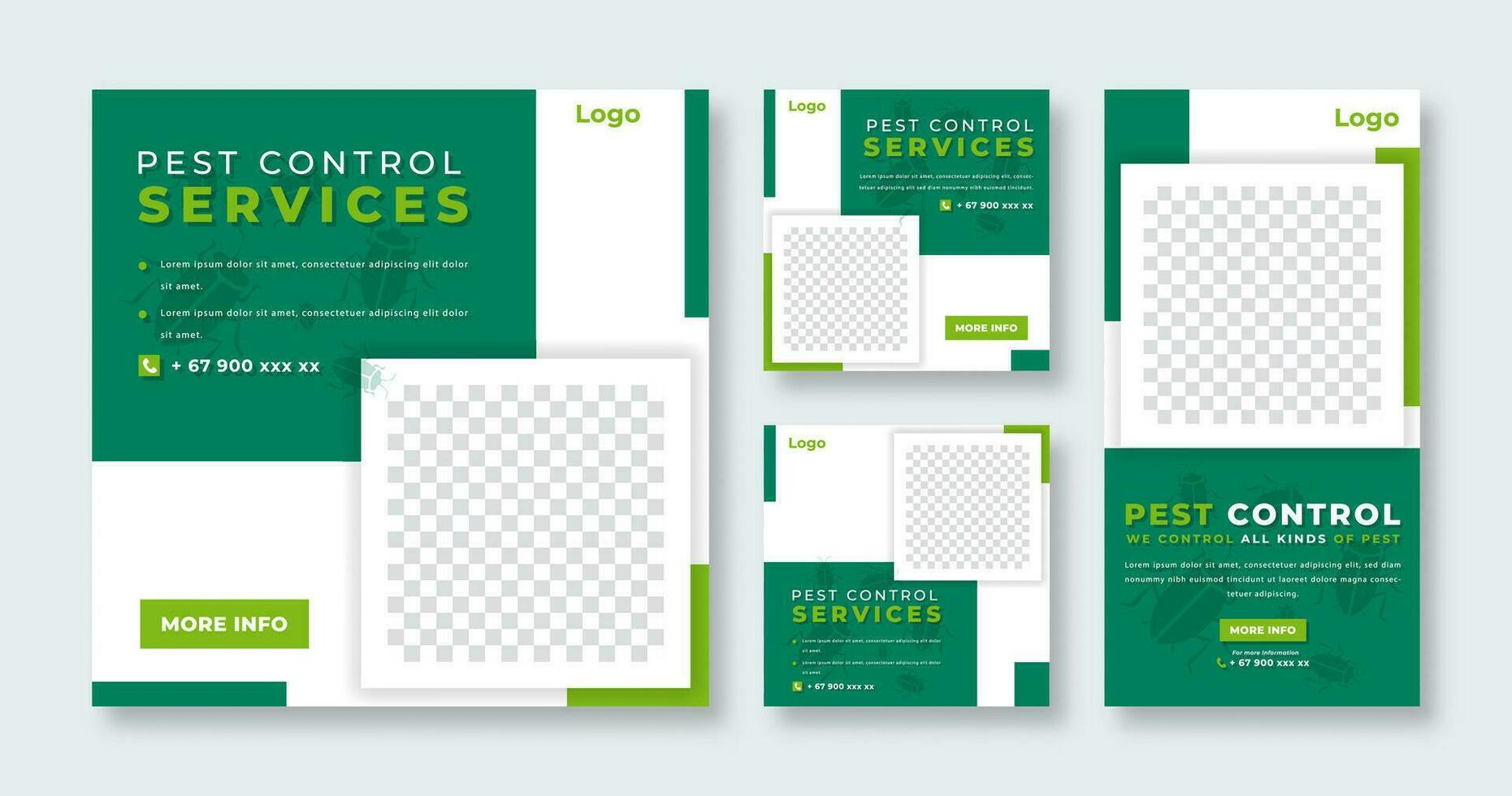 Pest Control Services Social Media Post for Online Marketing Promotion Banner, Story and Web Internet Ads Flyer vector