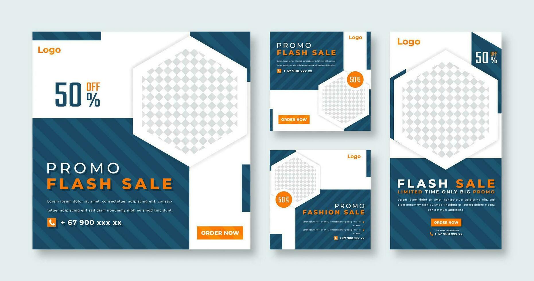 Flash Sale Social Media Post for Online Marketing Promotion Banner, Story and Web Internet Ads Flyer vector
