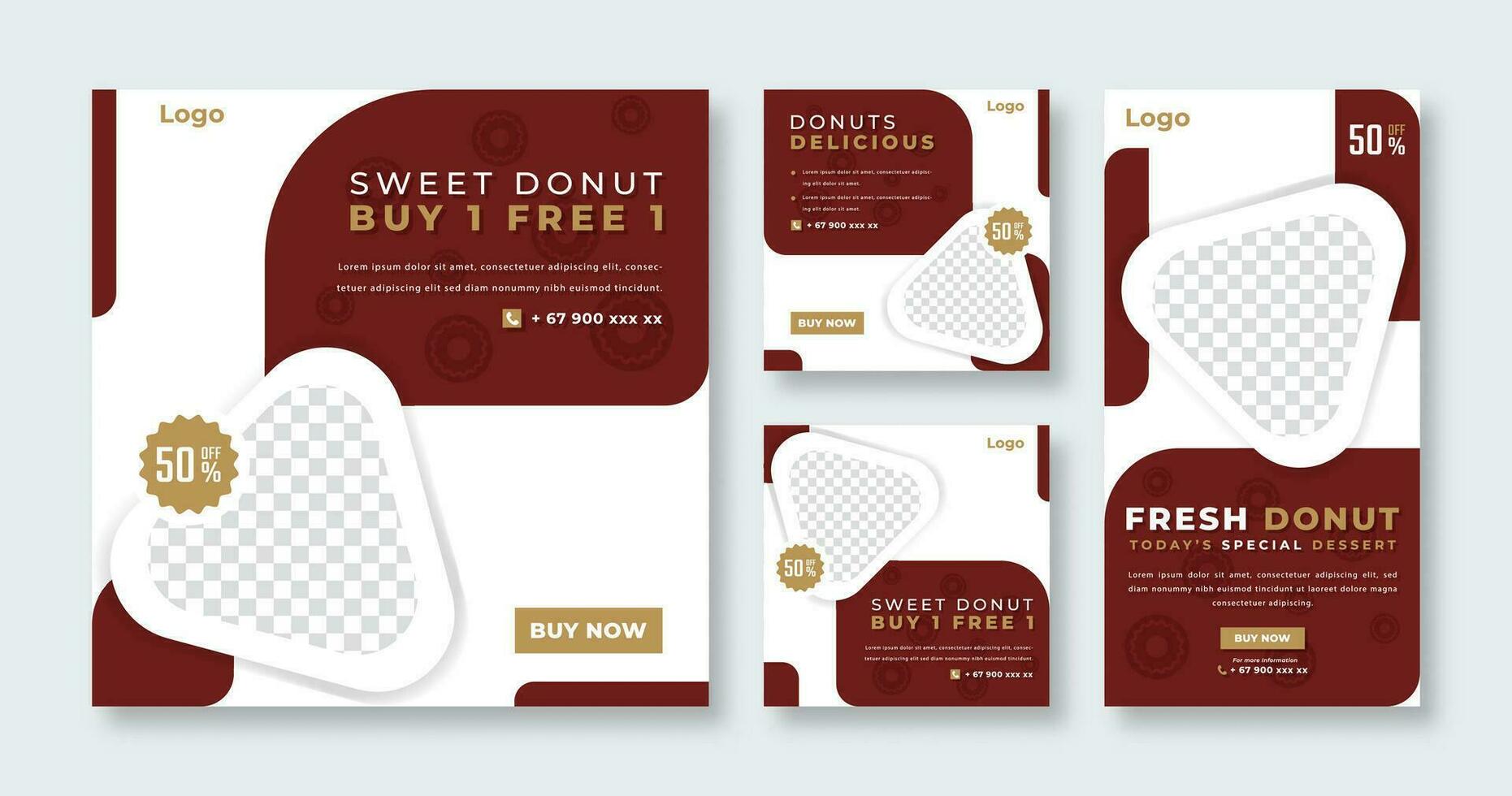 Delicious Doughnuts Donut Social Media Post for Online Marketing Promotion Banner, Story and Web Internet Ads Flyer vector