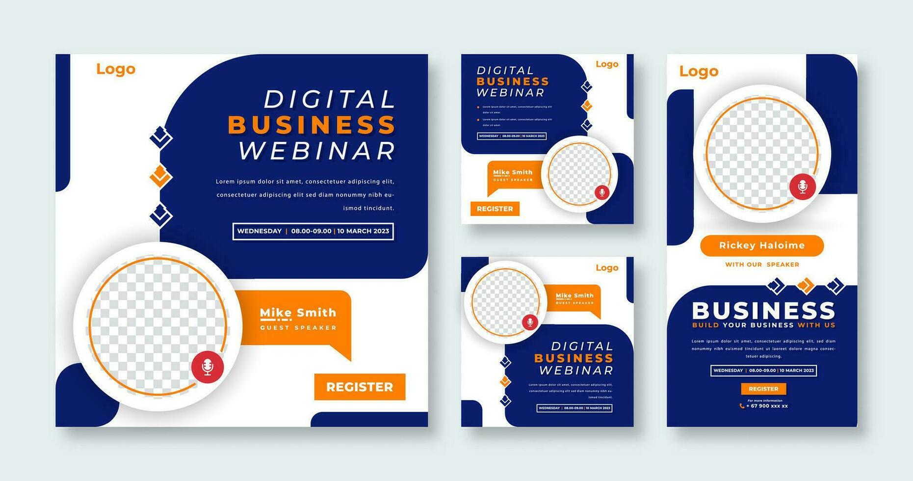 Webinar Digital Business Conference Social Media Post for Online Marketing Promotion Banner and Web Internet Ads Flyer vector