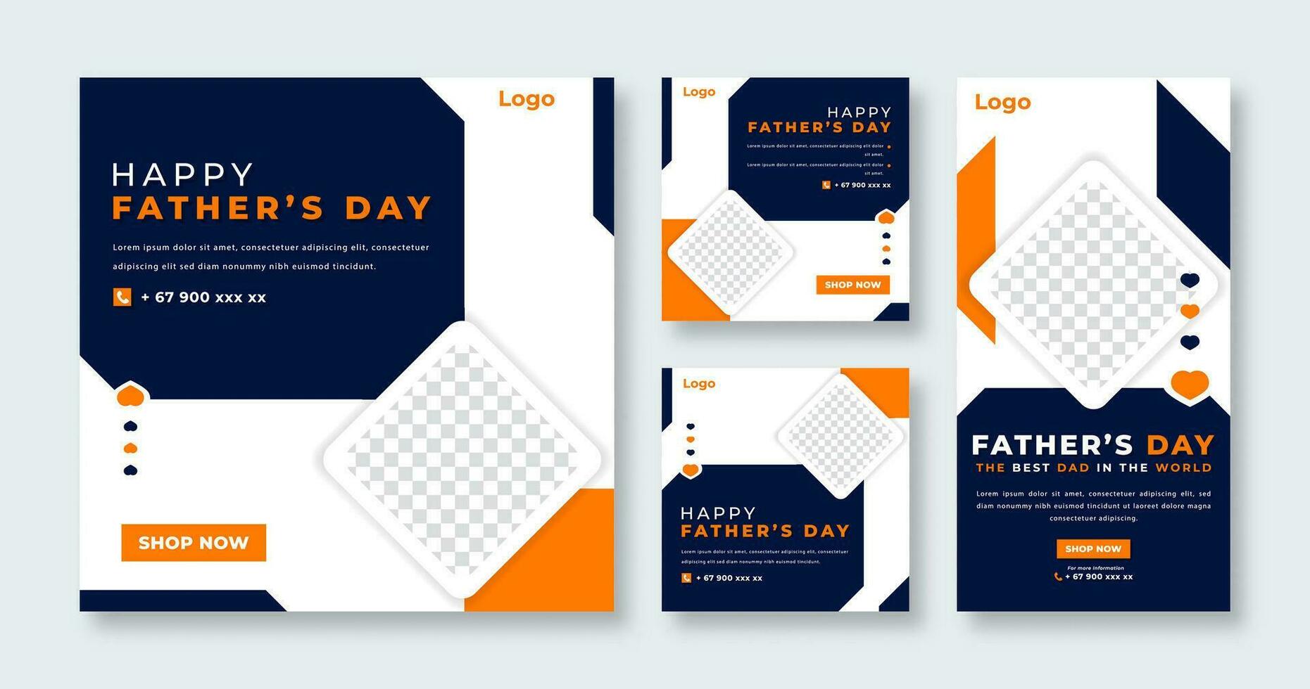 Father's Day Social Media Post for Online Marketing Promotion Banner, Story and Web Internet Ads Flyer vector