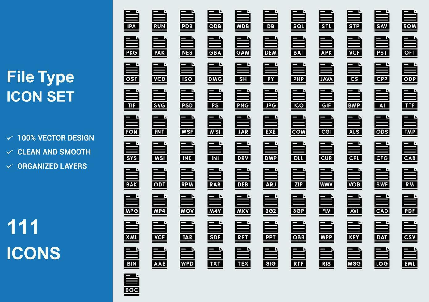 File type icon set vector