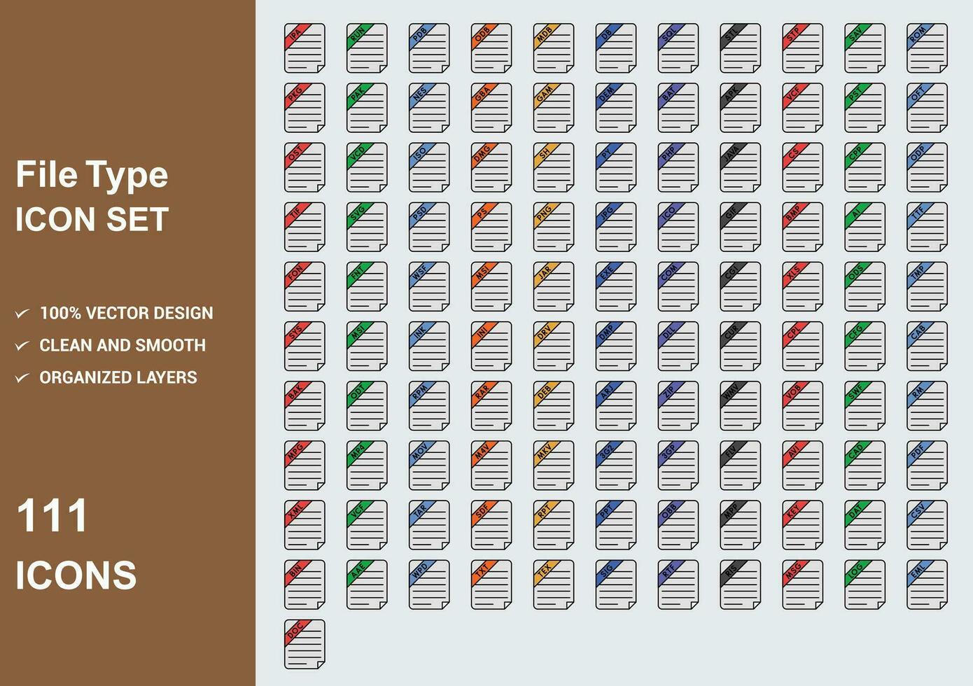 File type icon set vector